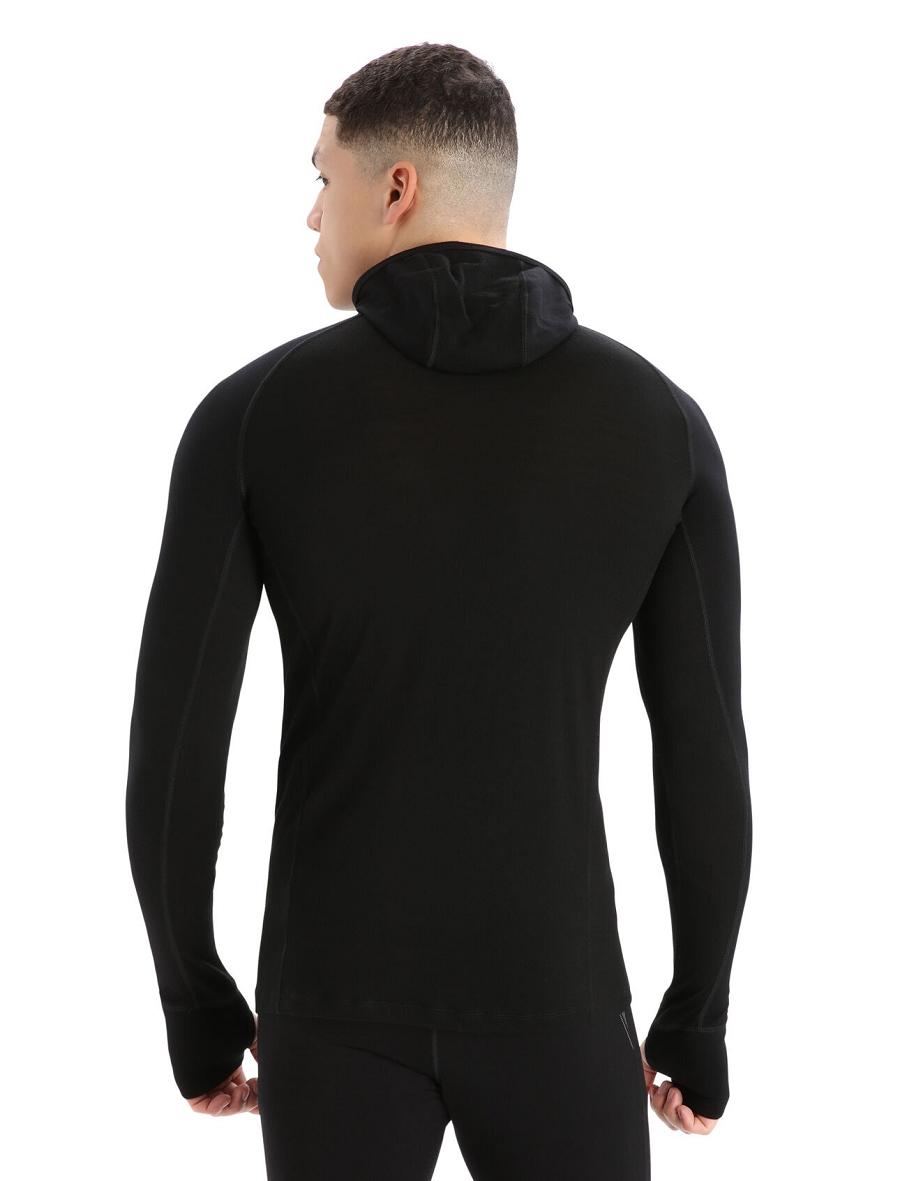 Base Layers Icebreaker ZoneKnit™ Merino Insulated Long Sleeve Hoodie Męskie Czarne | PL 1617AHKP